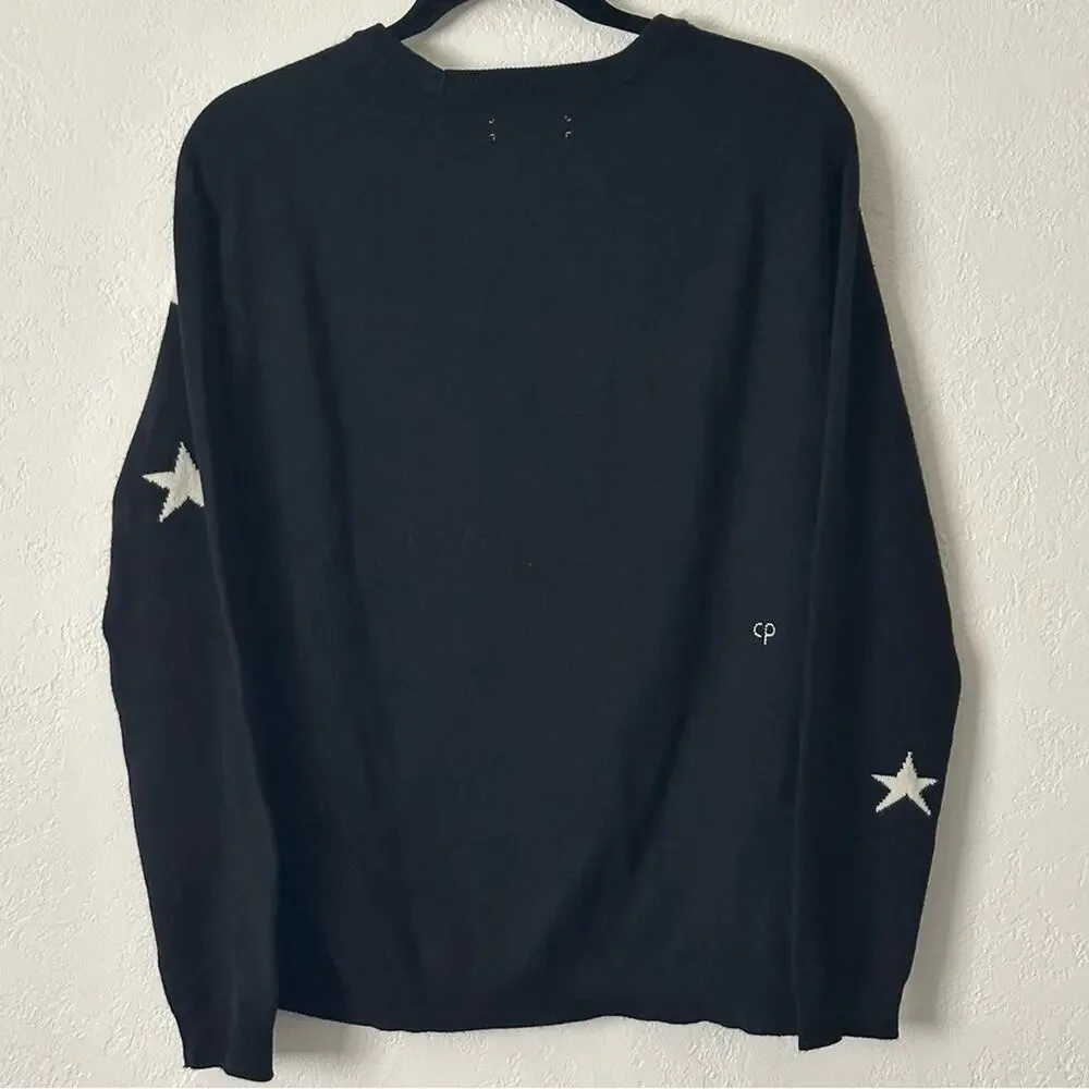 chinti and parker Cashmere Star Sweater Black size XS White Stars Slouchy